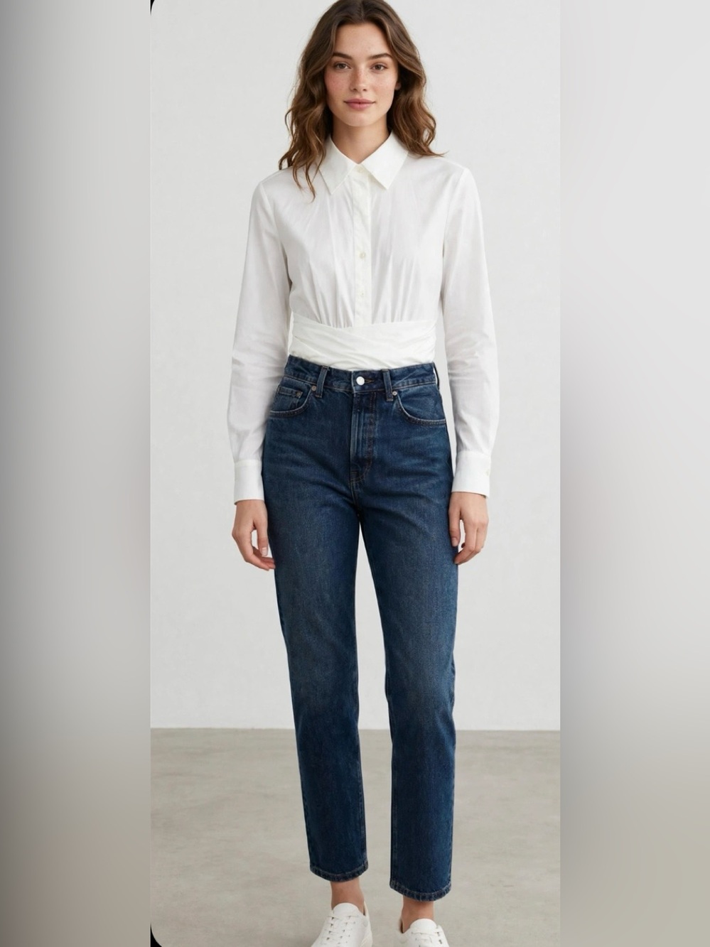 Loft Vintage white Poplin wrap blouse